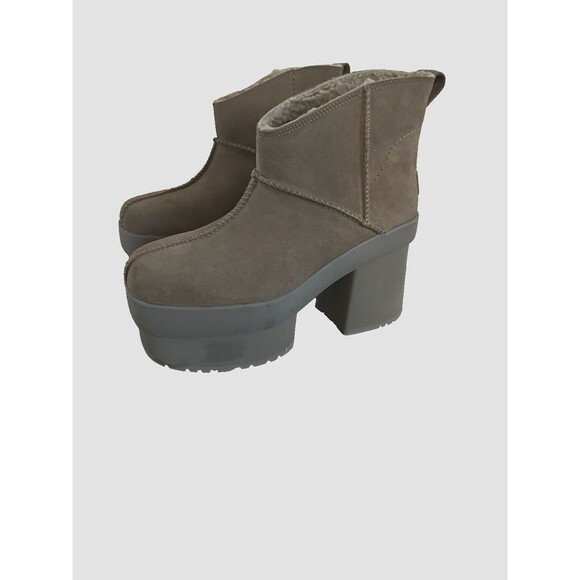 UGG NEW HEIGHTS PLATFORM MINI HICKORY SUEDE WOMEN'S BOOTS SIZE US 10 NEW - Picture 5 of 8